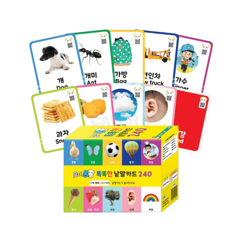 핑크퐁 요미몬 240가지 필수단어 생생한 사운드 똑똑한 낱말카드, 혼합색상, 1개