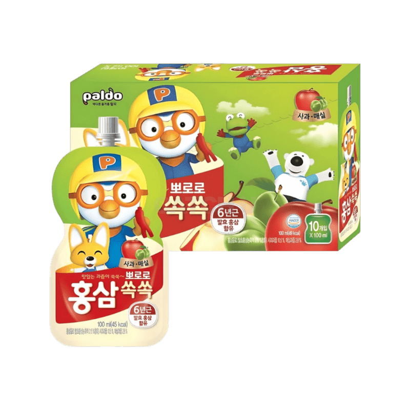 팔도 뽀로로 홍삼쏙쏙 사과매실, 100ml, 10개